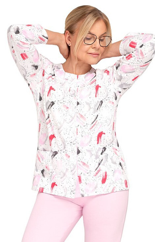 202 Maria III Damenpyjama Martel 31 rosa – Baumwolle, Reißverschluss, lange Ärmel