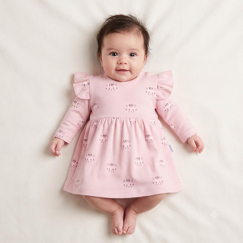 Kleid-Body Nicol Tosia 225159 100% Baumwolle Rosa mit Katzen Langarm