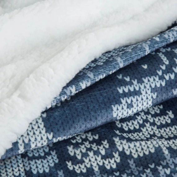 Eurofirany Weihnachtsdecke, Weiß, Marineblau – weicher Überwurf aus Mikrofaser, 240 g/m²