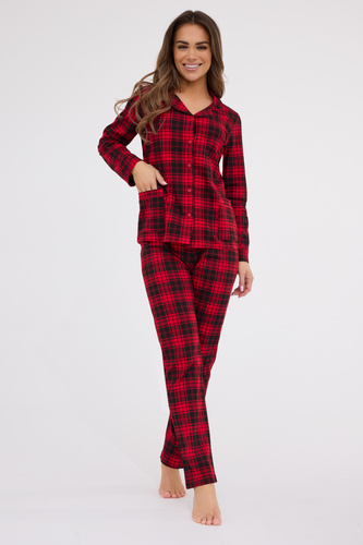 482/423 Tracy Cornette Damenpyjama – langärmelige, karierte Bluse mit Reißverschluss