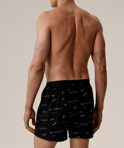 Herren-Boxershorts 2MBX-084/25 Atlantic – Baumwolle, 2er-Pack, bequeme Passform – Schwarz Khaki