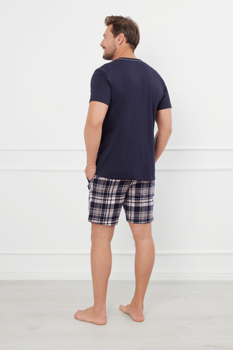 Edwin Herren Kurzarm-Pyjama, Shorts Italian Fashion - marineblau/print 