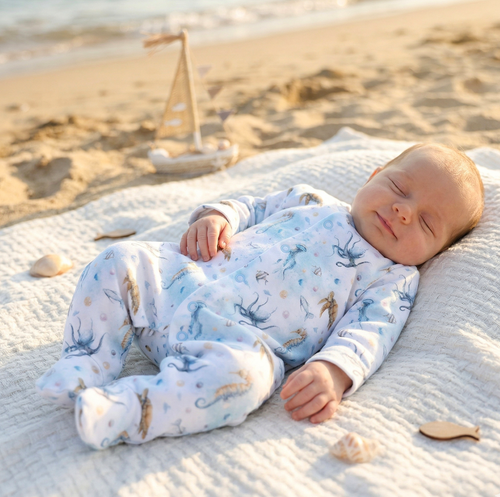ABN-5450 Sea Of Joy Nini Babystrampler – Bio-Baumwolle, Druckknopfverschluss