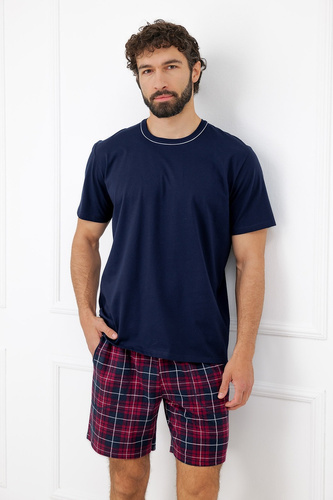 Italian Fashion Brajan Herren-Pyjama Mega Soft Baumwolle Shorts kariert