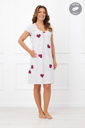 Italian Fashion Soul Stillbluse Mega Soft ecru Herzen Kurzarm