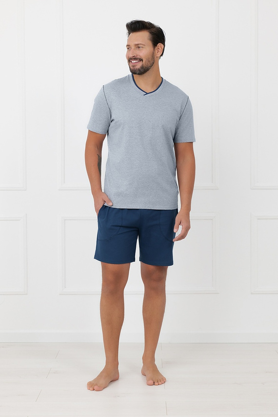 Herren-Pyjama Devon Italian Fashion aus Baumwolle, kurzärmelig, Melange