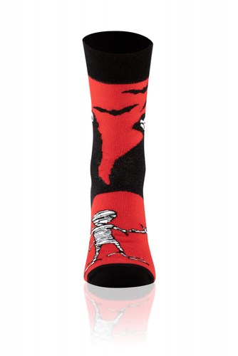 S146D Dracula Lange Socken Italienische Mode - schwarz/rot/weiß