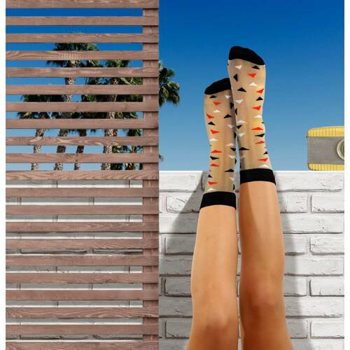 Sesto Senso Damen Nylonsocken, Dreiecke, schwarz