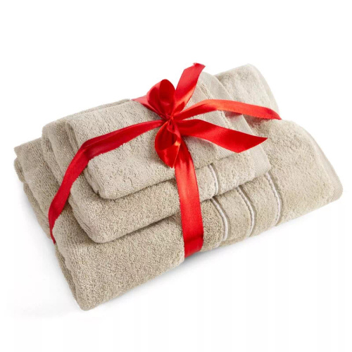 Eurofirany Handtücher Set 3 tlg weich saugstark elegante Handtücher Sibel beige