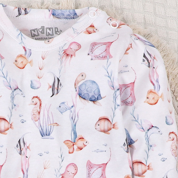 ABN-5475 Underwater World Nini Baby-Body – Bio-Baumwolle, lange Ärmel