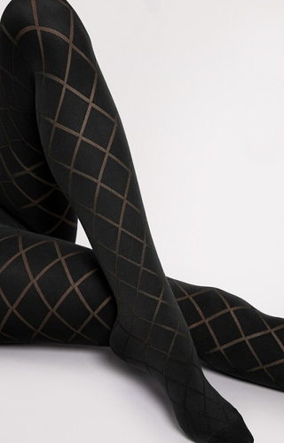G 6129 Fusil Fiore Strumpfhose 40 den nero – geometrische Rauten, Mikrofaser