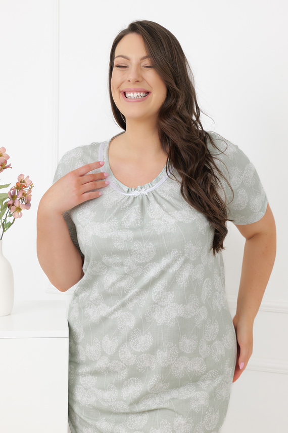 Damen Nachthemd Eleni Italian Fashion 100% Baumwolle, Kurzarm