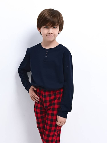 Louie Kids Sensis Schlafanzug für Jungen - navy blau