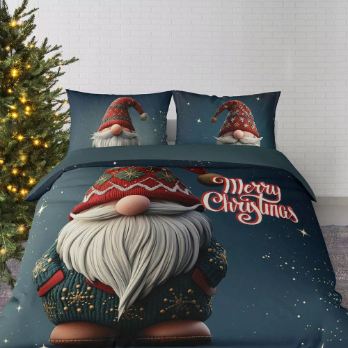5825 A Baumwoll-Weihnachtsbettwäsche Christmas Dreams Detexpol marineblau mit einer Elfe Merry Christmas – Weihnachtsset aus 100 % Baumwolle