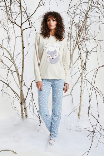 Zerda Sorbetto – Baumwollpyjama für Damen mit 3D-Applikation