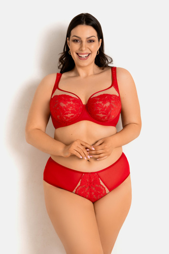 19150 Jasmin BH Plunge Milano Rot – weich, Spitze, großer Busen
