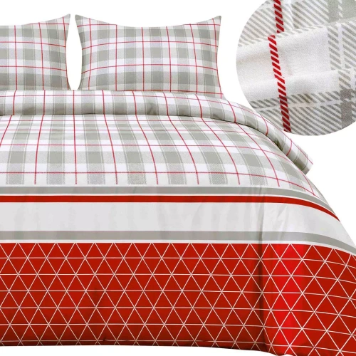 31516/1 Weihnachts-Flanellbettwäsche Flanelove Darymex grau rot – Set 100 % Baumwolle, warm und weich