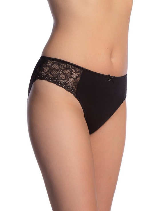 Lama L-1606 BI Damen Baumwoll-Bikini-Slip mit Spitze Schwarz 2er-Pack