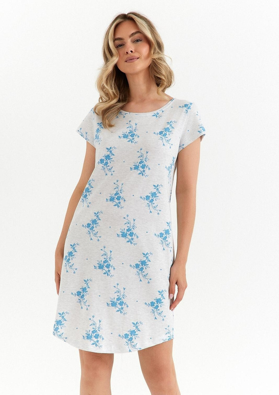 491 Cana Damen-Nachthemd, leichte Melange-Baumwolle, kurze Ärmel, bequem