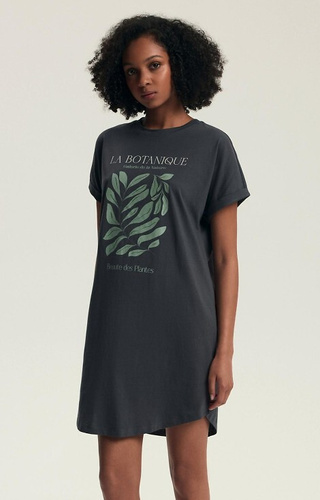 43687 Danna Damenshirt Henderson grau – Baumwolle, kurze Ärmel, Aufdruck