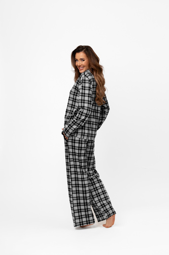 Damenpyjama Klara - 100% Baumwolle, lange Ärmel und Hose Italian Fashion  