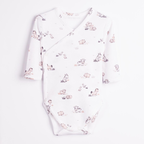 228094 Nicol FARMA Wickelbody für Babys aus Baumwolle mit Tiermotiven