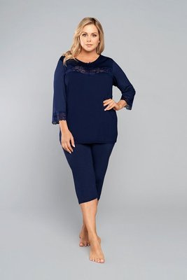 Izyda Pyjamas 3/4 Ärmel, 3/4 Hose Italienische Mode - navy blau