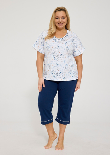 Damenpyjama Cornette Gianna 876/346 aus Baumwolle mit Blumenprint