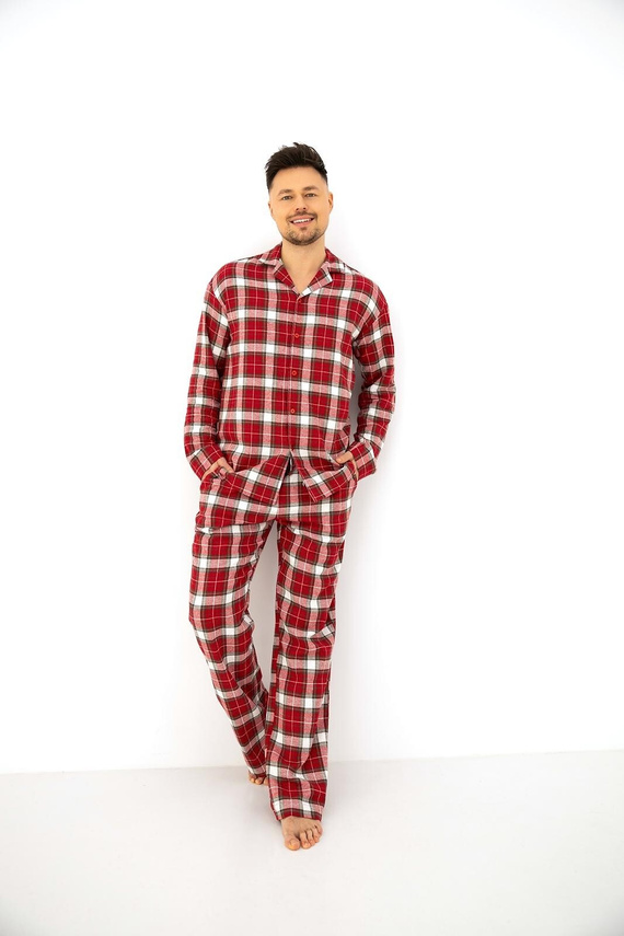Sensis Lucas Herren-Flanell-Pyjama 100% Baumwolle Rot kariert