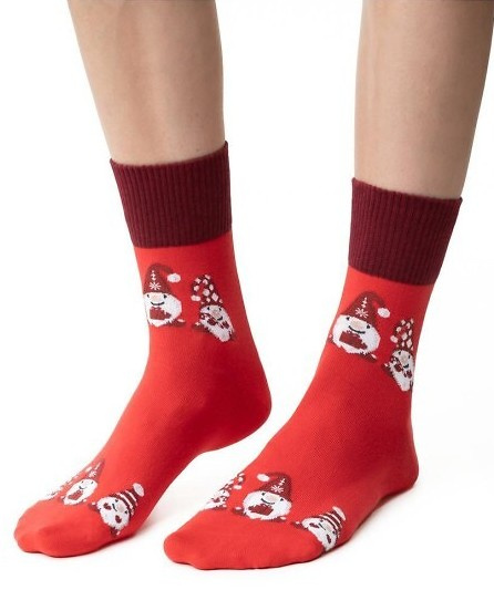 ART.136 Damen-Weihnachtssocken Steven rot 148 – Baumwolle, warm, Wintermuster