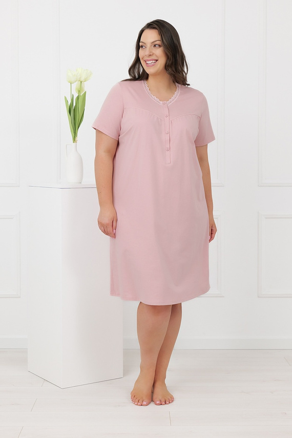 Hemaria Italian Fashion Baumwoll-Nachthemd Damen Plus Size puderrosa