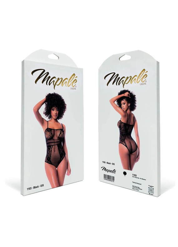 Body 1103X Fishnet Bodysuit Mapale Schwarzer Netz-Body Plus Size XL-5XL