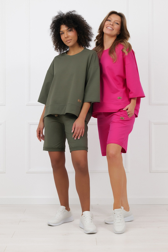 Bluza Kaori Italian Fashion 3/4-Arm Baumwolle Elastan - Fuchsia