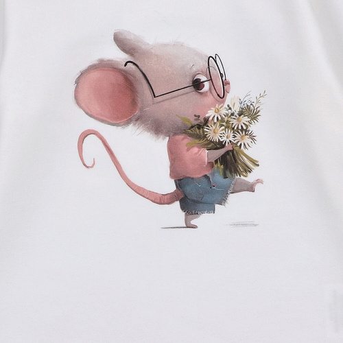 KAR-3008 Mädchen-Langarmbluse Lagarto Verde ecru – modisch, Baumwolle, polnische Produktion