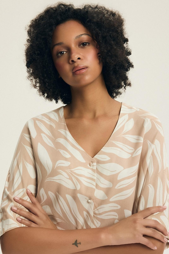 Henderson Dextra 43688 Damenpyjama – Viskose, 3/4-Arm, Knopfleiste, Print