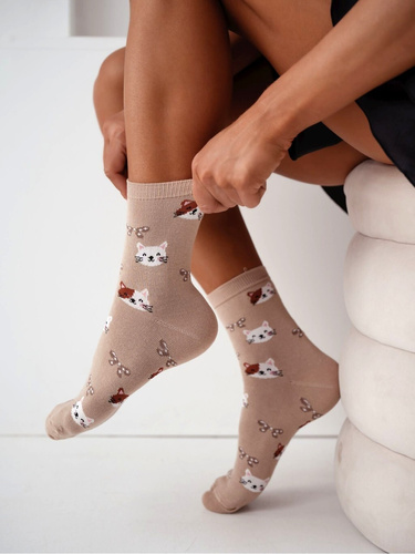 Damen Baumwollsocken Milena 0200-241– gerippt bequem für Alltag beige