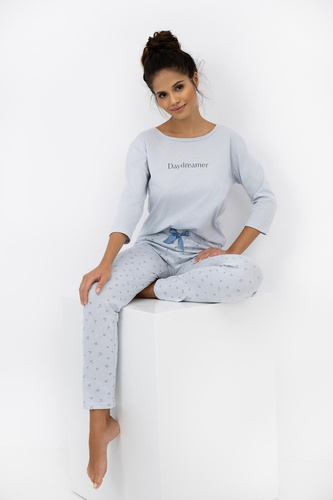 Daydreamer 3/4-Sensis-Taubenpyjama für Damen – baumwollblauer Pyjama mit langer Hose