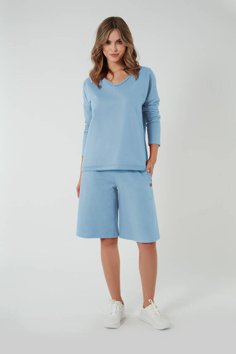 Madri 1/2 culottes Damen-Shorts Italienische Mode - blau 