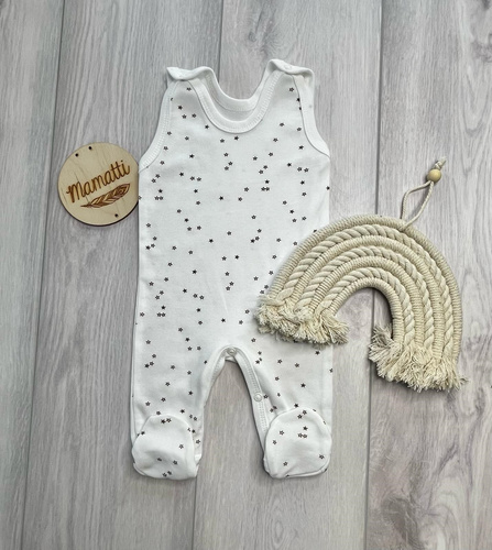 Baby-Schlafanzug SC16230 Mamatti weiß mit Sternen aus Baumwolle