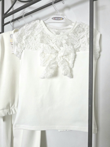Mädchenbluse Eliza Bambarillo Spitze Schleife elegant