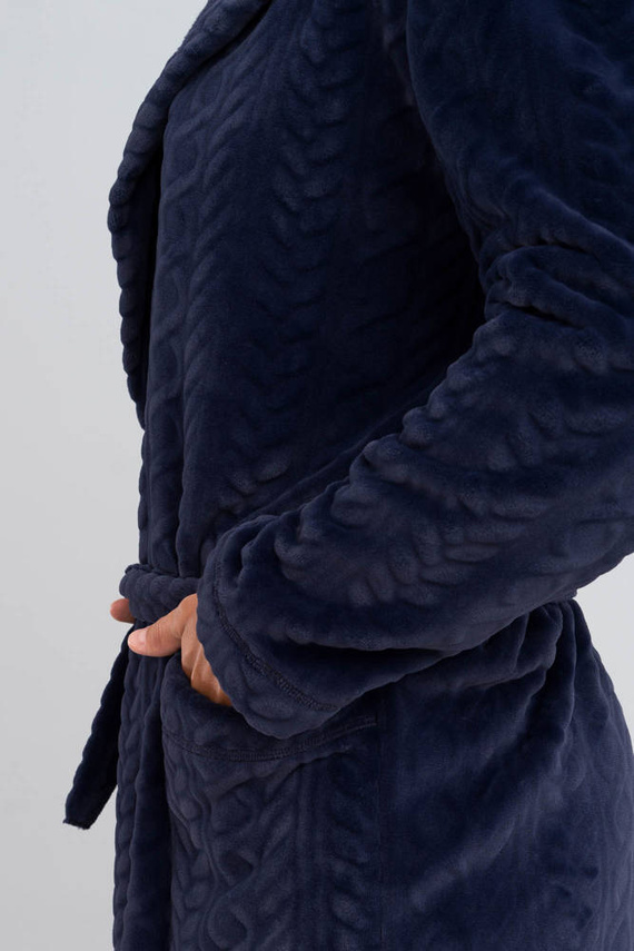 Zygmunt Herren Bademantel mit Kapuze Italian Fashion - navy blue 