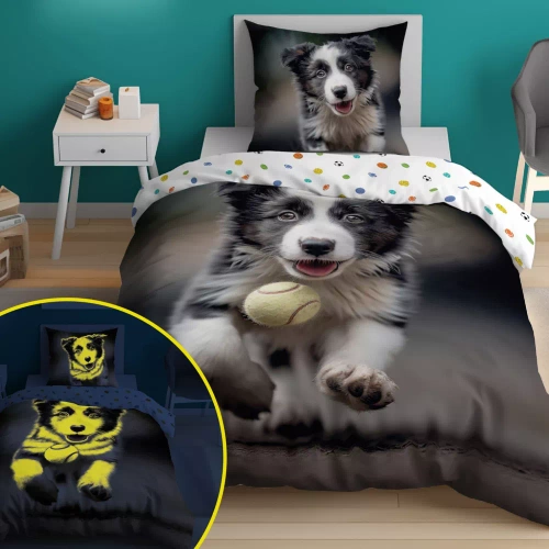 5410 A Puppy Baumwollbettwäsche, die im Dunkeln leuchtet, Detexpol