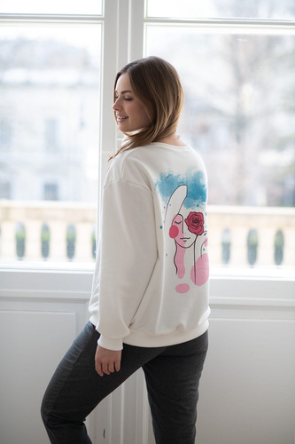 MilkItEasy! Cremefarbenes Still-Sweatshirt von Milk&Love mit Aufdruck
