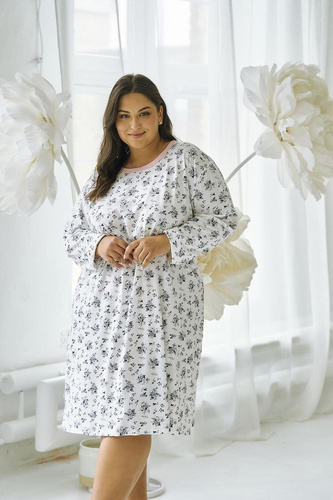 Nachthemd Martina 3467 Taro, weiß – Baumwolle, lange Ärmel, femininer Schnitt und Tragekomfort