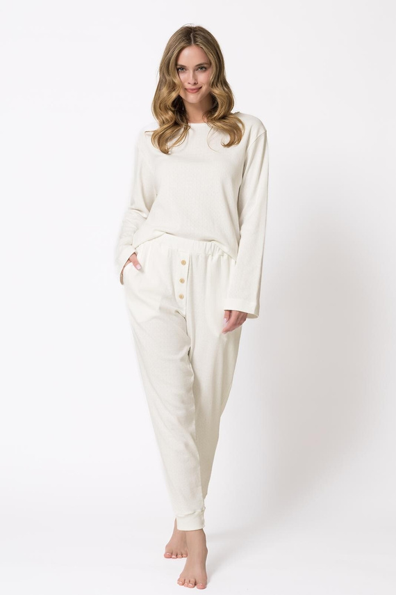 Damen-Pyjama Berenika 1795 Leveza cremig 100% Baumwolle lang