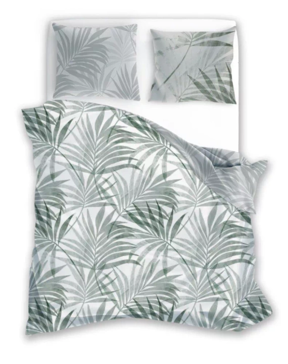 Milargo Verde 004 Satinbettwäsche mit Faro-Blättern, grau