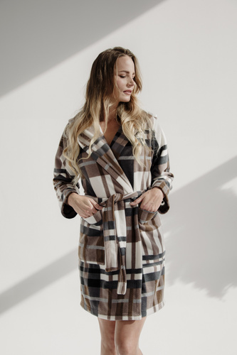 031 De Lafense Bademantel-Decke - warmer Fleece-Damenbademantel Super Cozy, braun