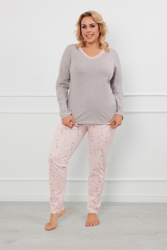 Rosaria Damen Schlafanzug lange Ärmel, lange Hose Italian Fashion - melange/print