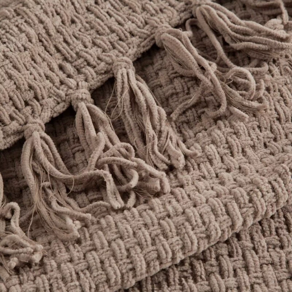 Suzi Decke, Tagesdecke, gewebt mit Fransen, Eurocurtains, beige