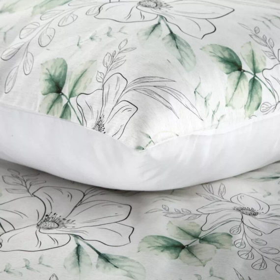 Frühling 28 Blumen Satinbettwäsche Eurovorhänge weiß/grün